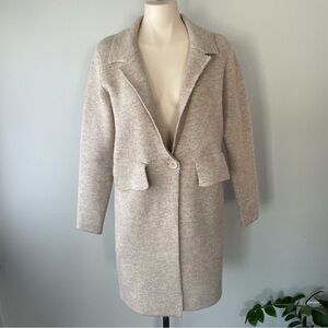 Lyla + Luxe Coatigan Sweater Jacket Longline Blazer Coat Oatmeal Size Medium